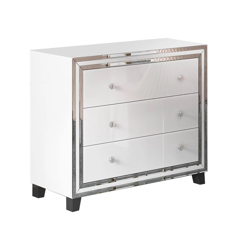 41.3"L x17.7"W x35.2"H White GlassThree-Drawer Locker Cabinet by Aoibox 5 41.3"L x17.7"W x35.2"H White GlassThree-Drawer Locker Cabinet by Aoibox - Image 5