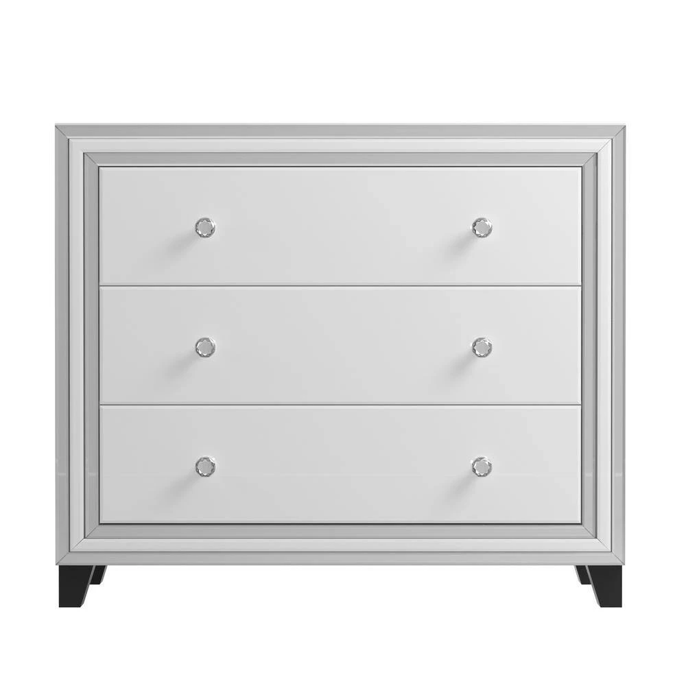 41.3"L x17.7"W x35.2"H White GlassThree-Drawer Locker Cabinet by Aoibox 6 41.3"L x17.7"W x35.2"H White GlassThree-Drawer Locker Cabinet by Aoibox - Image 6