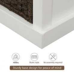 17''H X 43.7''W X 15.7''D Rustic Storage Bench with 3 Removable Classic Rattan Basket, Removable Cushion in White by Aoibox 18 17''H X 43.7''W X 15.7''D Rustic Storage Bench with 3 Removable Classic Rattan Basket, Removable Cushion in White by Aoibox -Homepop Sales white aoibox bedroom benches snmx232 1f 1000