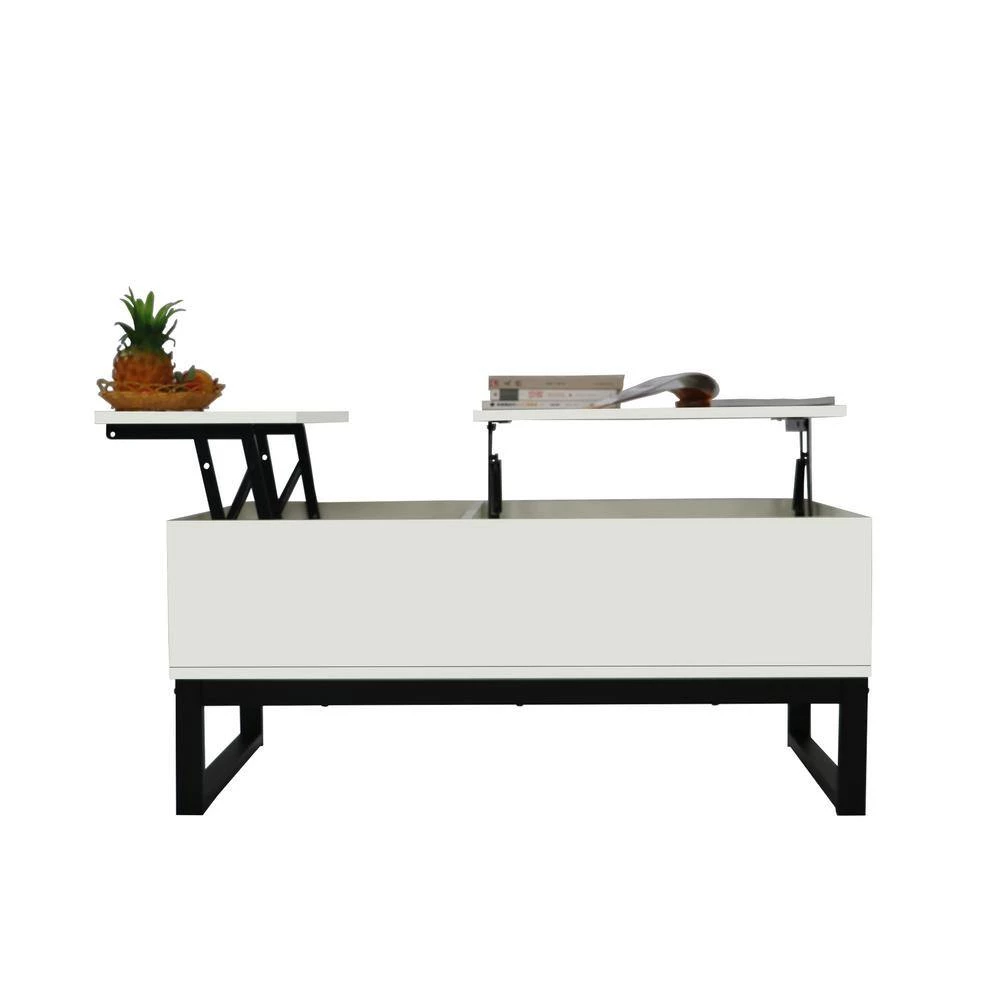 41.30 in. L Coffee Table with Steel Legs, Storage Space and Liftable Table Top, 15 Min. Quick Assemble, White by Aoibox 9 41.30 in. L Coffee Table with Steel Legs, Storage Space and Liftable Table Top, 15 Min. Quick Assemble, White by Aoibox - Image 9