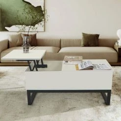 41.30 in. L Coffee Table with Steel Legs, Storage Space and Liftable Table Top, 15 Min. Quick Assemble, White by Aoibox 23 41.30 in. L Coffee Table with Steel Legs, Storage Space and Liftable Table Top, 15 Min. Quick Assemble, White by Aoibox -Homepop Sales white aoibox coffee tables snmx2386 31 1000
