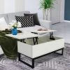 41.30 in. L Coffee Table with Steel Legs, Storage Space and Liftable Table Top, 15 Min. Quick Assemble, White by Aoibox