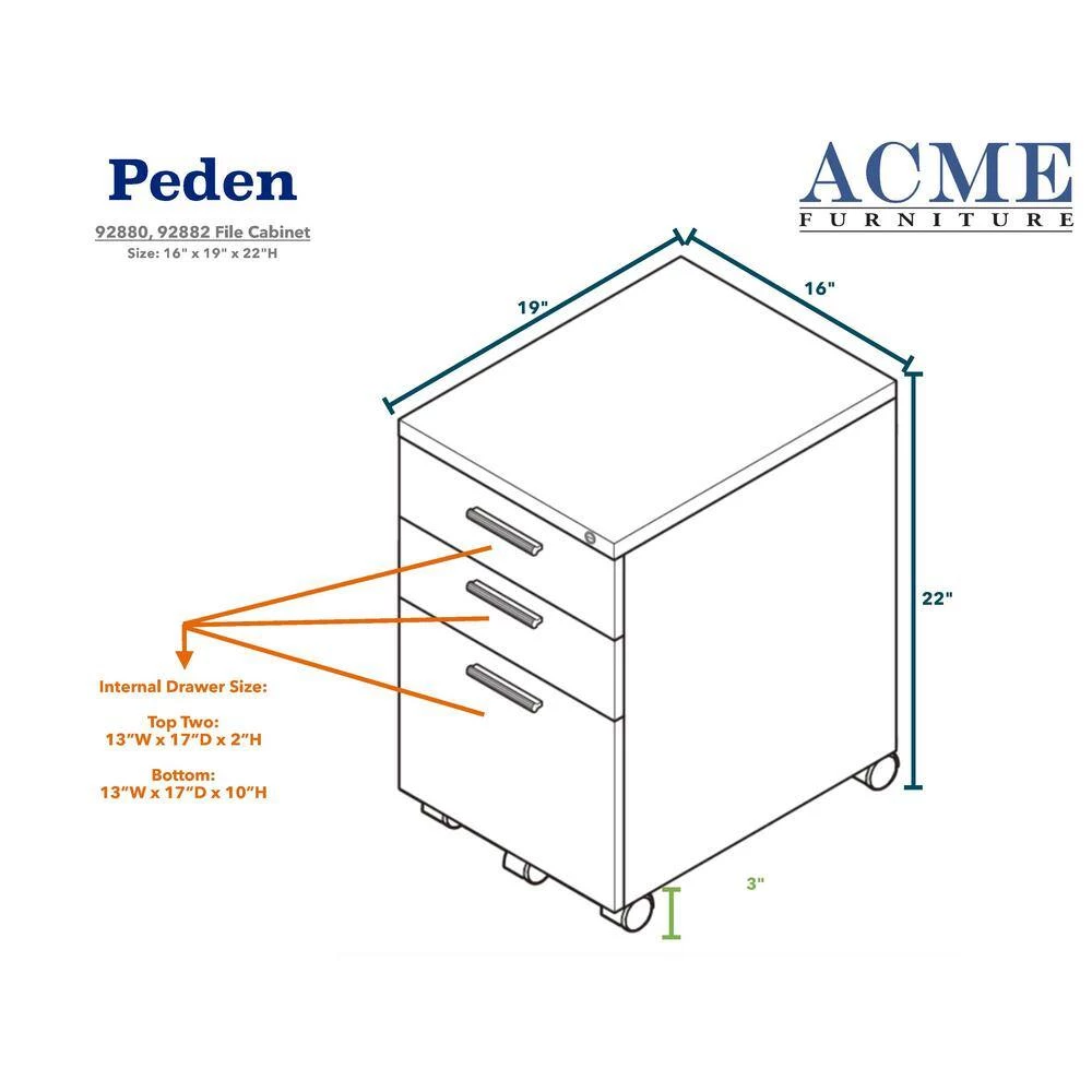 White 3-Drawer Metal File Cabinet by Aoibox 7 White 3-Drawer Metal File Cabinet by Aoibox - Image 7