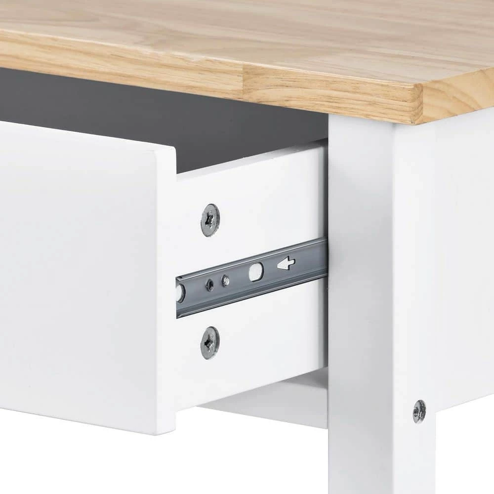 43.3 in. Rolling Kitchen Serving Cart with Solid Wood Top and Locking Wheels, Two Open Storage Shelves and Two Drawers by Aoibox 13 43.3 in. Rolling Kitchen Serving Cart with Solid Wood Top and Locking Wheels, Two Open Storage Shelves and Two Drawers by Aoibox - Image 13