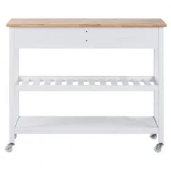43.3 in. Rolling Kitchen Serving Cart with Solid Wood Top and Locking Wheels, Two Open Storage Shelves and Two Drawers by Aoibox 17 43.3 in. Rolling Kitchen Serving Cart with Solid Wood Top and Locking Wheels, Two Open Storage Shelves and Two Drawers by Aoibox -Homepop Sales white aoibox kitchen islands snmx3644 a0 1000