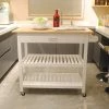 40 in. Rolling Kitchen Serving Cart with Clear Painting Wood Top and Locking Wheels, Two Shelves and a Drawers by Aoibox