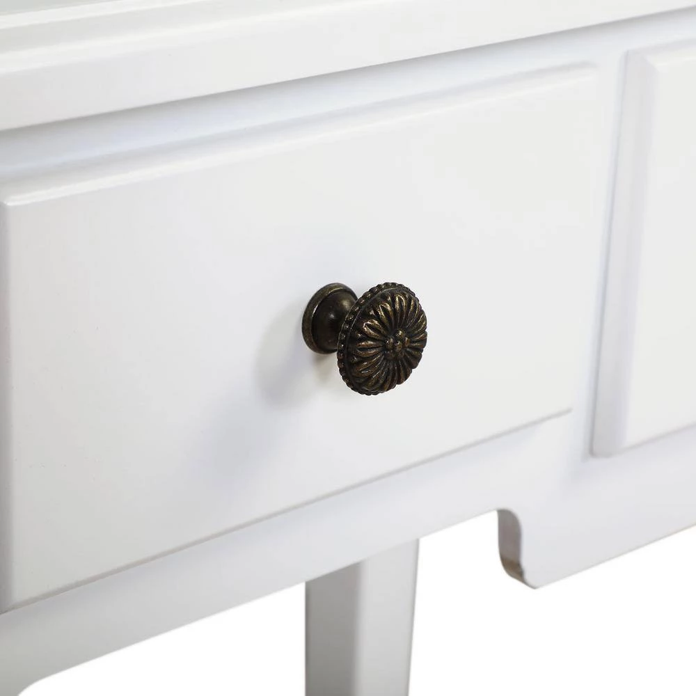 55.5x15.7x31.5 White Vanity Table Set with 12 LED Bulbs, Cushioned Stool, Removeable 360° Rotating Mirror and 5 Drawers by Aoibox 11 55.5x15.7x31.5 White Vanity Table Set with 12 LED Bulbs, Cushioned Stool, Removeable 360° Rotating Mirror and 5 Drawers by Aoibox - Image 11