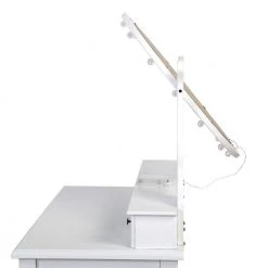 55.5x15.7x31.5 White Vanity Table Set with 12 LED Bulbs, Cushioned Stool, Removeable 360° Rotating Mirror and 5 Drawers by Aoibox 22 55.5x15.7x31.5 White Vanity Table Set with 12 LED Bulbs, Cushioned Stool, Removeable 360° Rotating Mirror and 5 Drawers by Aoibox -Homepop Sales white aoibox makeup vanities snmx086 fa 1000