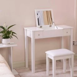 29.3x15.8x31.5 White Wooden Vanity Table Makeup Desk with Flip-top Mirror Writing desk by Aoibox 11 29.3x15.8x31.5 White Wooden Vanity Table Makeup Desk with Flip-top Mirror Writing desk by Aoibox -Homepop Sales white aoibox makeup vanities snmx087 4f 1000