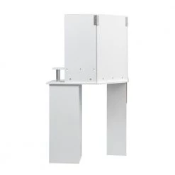 43.7in. x 24.02in. x 55.91in. White Wooden Vanity Table Corner Dressing Table with Three-Fold Mirror and 5 Rotary Drawer by Aoibox 12 43.7in. x 24.02in. x 55.91in. White Wooden Vanity Table Corner Dressing Table with Three-Fold Mirror and 5 Rotary Drawer by Aoibox -Homepop Sales white aoibox makeup vanities snmx491 66 1000