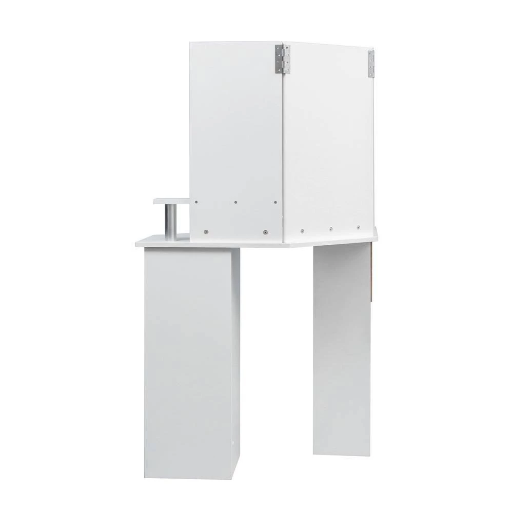 43.7in. x 24.02in. x 55.91in. White Wooden Vanity Table Corner Dressing Table with Three-Fold Mirror and 5 Rotary Drawer by Aoibox 3 43.7in. x 24.02in. x 55.91in. White Wooden Vanity Table Corner Dressing Table with Three-Fold Mirror and 5 Rotary Drawer by Aoibox - Image 3
