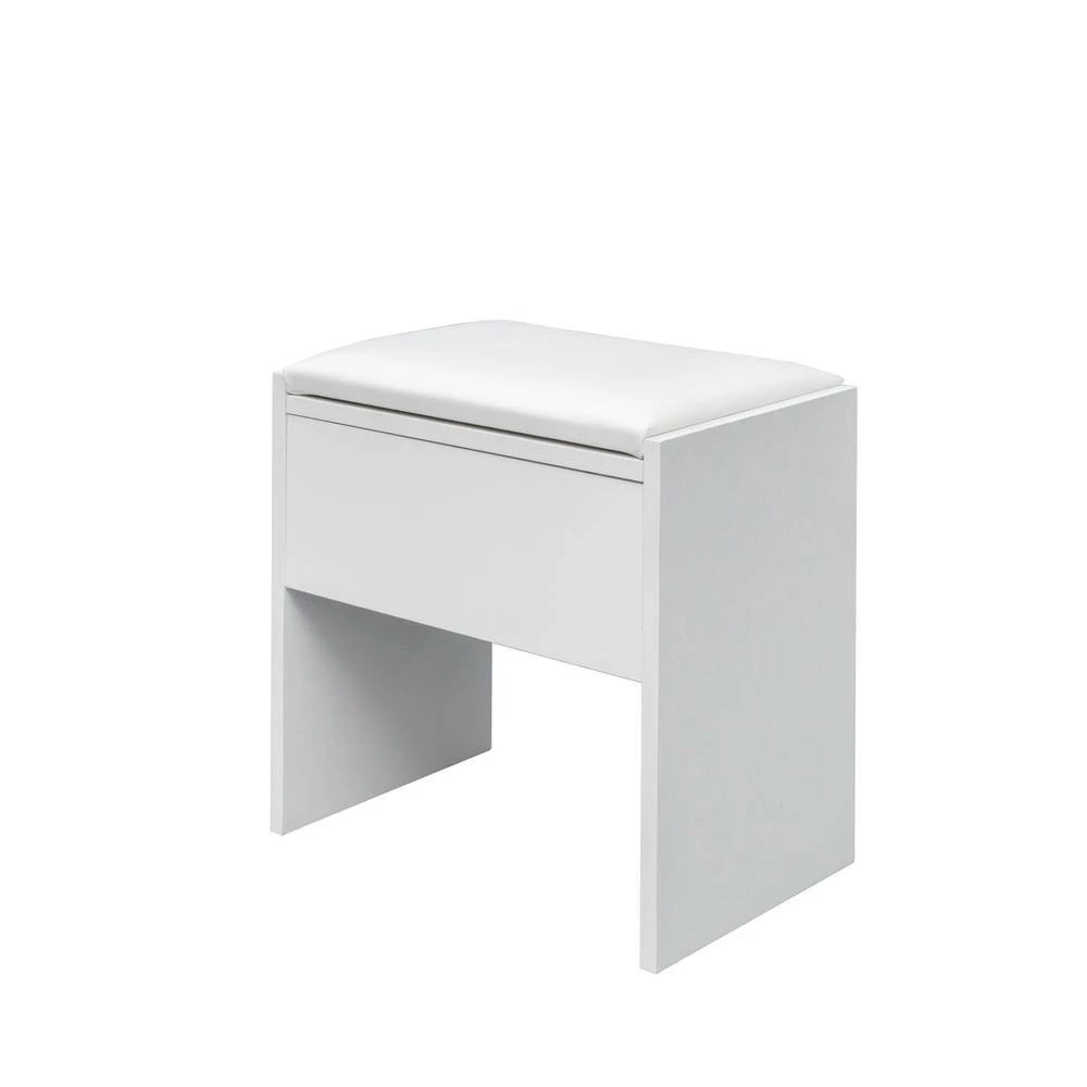 43.7in. x 24.02in. x 55.91in. White Wooden Vanity Table Corner Dressing Table with Three-Fold Mirror and 5 Rotary Drawer by Aoibox 9 43.7in. x 24.02in. x 55.91in. White Wooden Vanity Table Corner Dressing Table with Three-Fold Mirror and 5 Rotary Drawer by Aoibox - Image 9