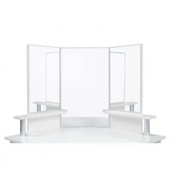 43.7in. x 24.02in. x 55.91in. White Wooden Vanity Table Corner Dressing Table with Three-Fold Mirror and 5 Rotary Drawer by Aoibox 17 43.7in. x 24.02in. x 55.91in. White Wooden Vanity Table Corner Dressing Table with Three-Fold Mirror and 5 Rotary Drawer by Aoibox -Homepop Sales white aoibox makeup vanities snmx491 fa 1000