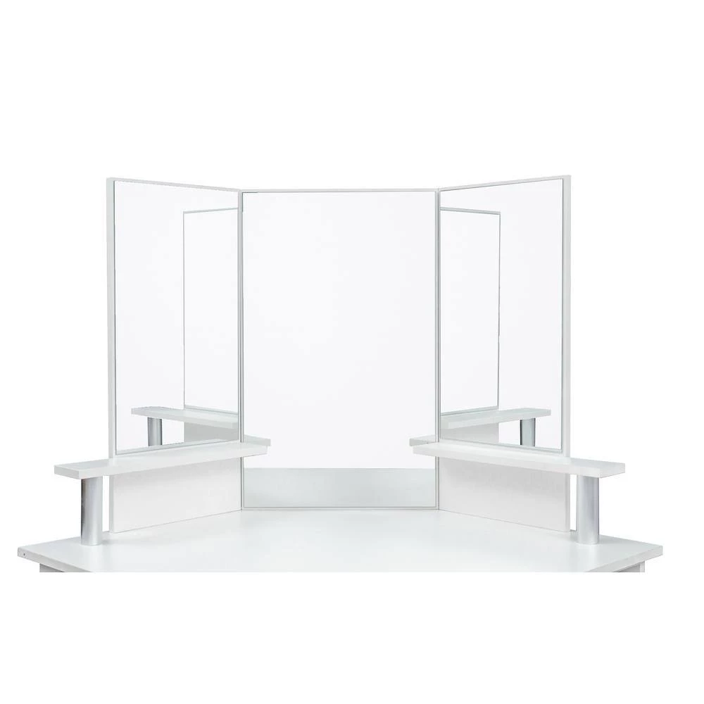 43.7in. x 24.02in. x 55.91in. White Wooden Vanity Table Corner Dressing Table with Three-Fold Mirror and 5 Rotary Drawer by Aoibox 8 43.7in. x 24.02in. x 55.91in. White Wooden Vanity Table Corner Dressing Table with Three-Fold Mirror and 5 Rotary Drawer by Aoibox - Image 8