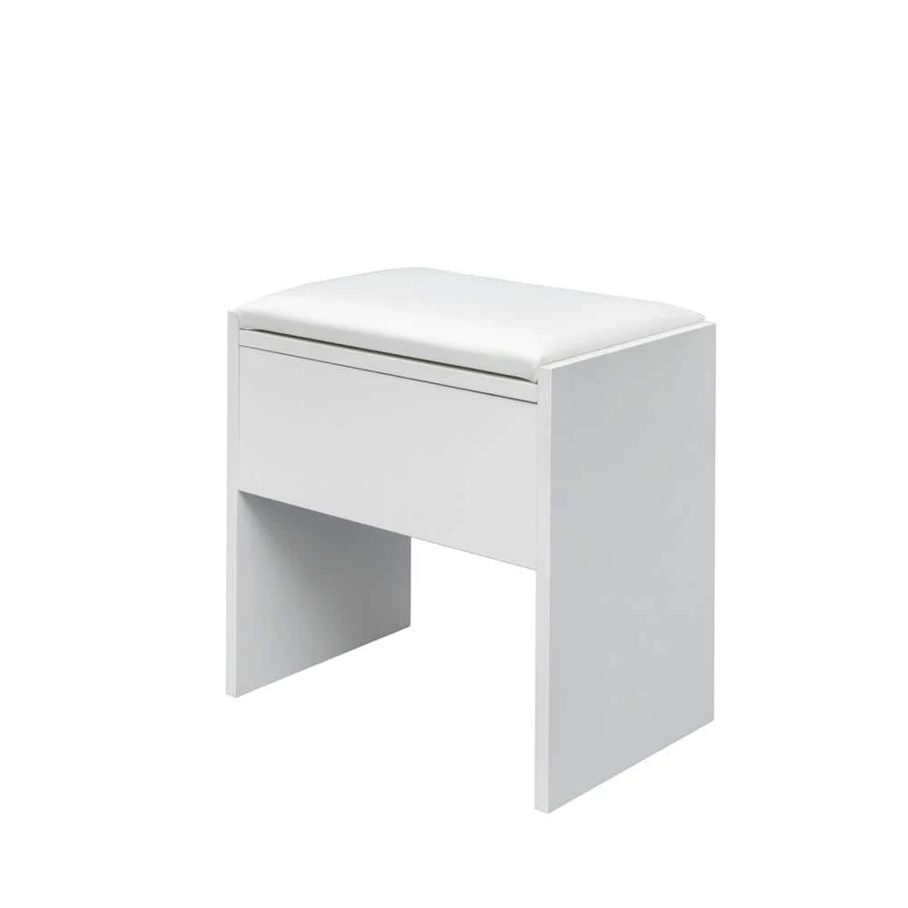 44.88in. x 24.02in. x 55.12in. White Wooden Vanity Table Set Corner Dressing Table with Three-Fold Mirror and 5 Drawer by Aoibox 9 44.88in. x 24.02in. x 55.12in. White Wooden Vanity Table Set Corner Dressing Table with Three-Fold Mirror and 5 Drawer by Aoibox - Image 9