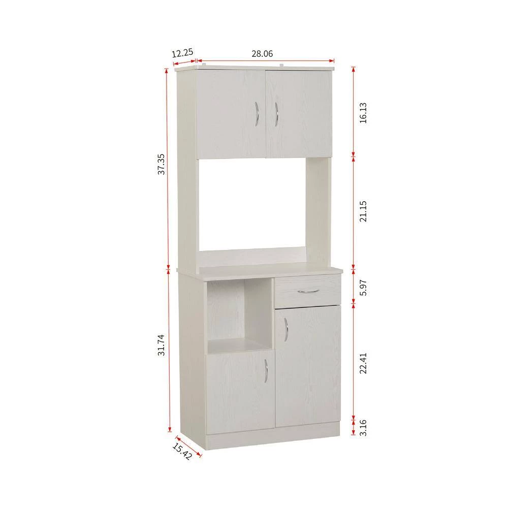 Modern Kitchen Pantry with Buffet Cabinet, 4 door & 1 drawer, Cupboard Doors and Shelves, White Oak by Aoibox 7 Modern Kitchen Pantry with Buffet Cabinet, 4 door & 1 drawer, Cupboard Doors and Shelves, White Oak by Aoibox - Image 7