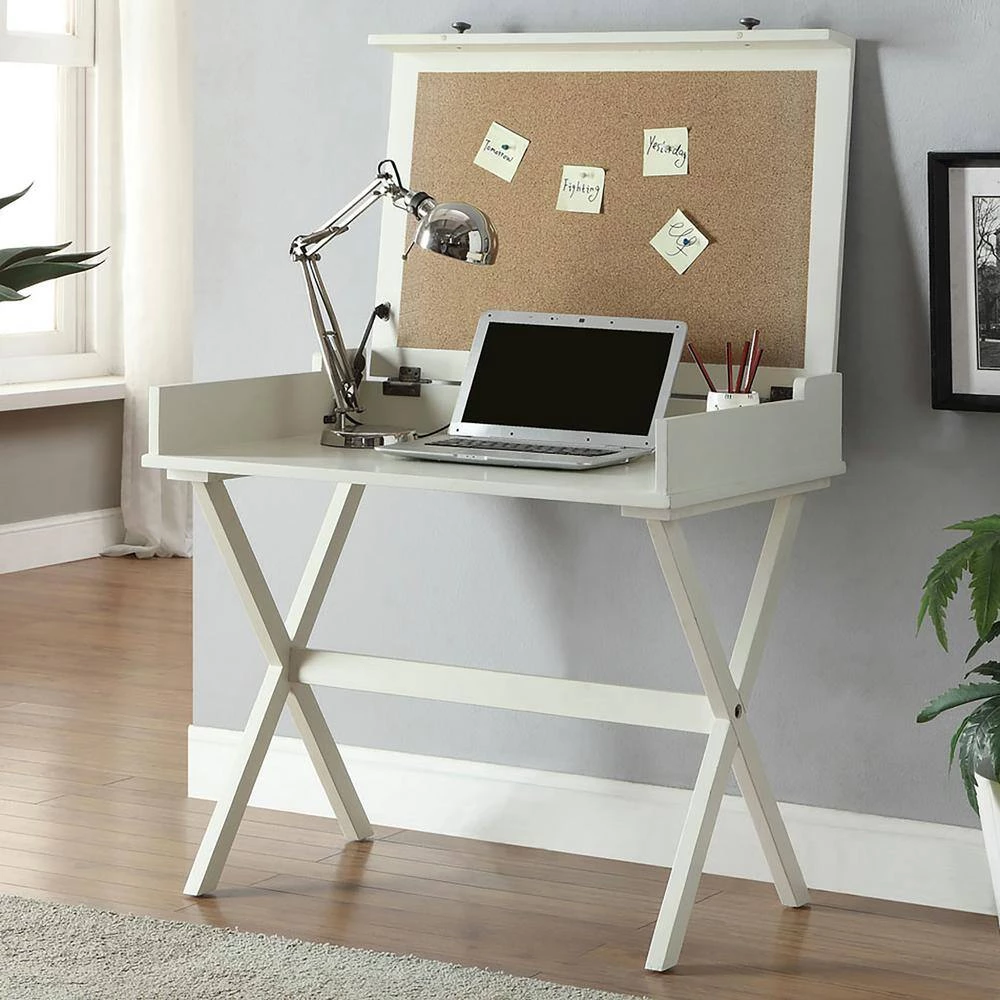 34.3 in. Rectangular White Writing Desks with Built-In Storage by Carolina Cottage 4 34.3 in. Rectangular White Writing Desks with Built-In Storage by Carolina Cottage - Image 4