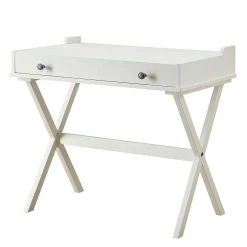 34.3 in. Rectangular White Writing Desks with Built-In Storage by Carolina Cottage
