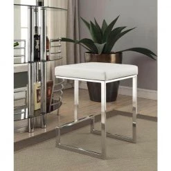 Kafka 24 in. White and Chrome Upholstered Counter Stool by Carolina Cottage 9 Kafka 24 in. White and Chrome Upholstered Counter Stool by Carolina Cottage -Homepop Sales white chrome carolina cottage bar stools 1718 whtchr 31 1000
