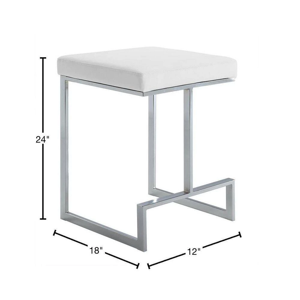 Kafka 24 in. White and Chrome Upholstered Counter Stool by Carolina Cottage 3 Kafka 24 in. White and Chrome Upholstered Counter Stool by Carolina Cottage - Image 3