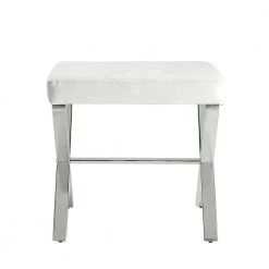 Elisabetta White Tufted Vanity Bench by Carolina Cottage