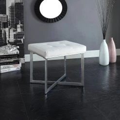 Summer White Tufted Vanity Bench by Carolina Cottage 5 Summer White Tufted Vanity Bench by Carolina Cottage -Homepop Sales white chrome carolina cottage makeup vanities vb2016 whtchr 31 1000