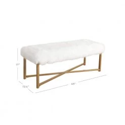 White Rectangle Bench with Faux Fur - 17 in. Height X 45 in. Width X 15.5 in. Deep by Homepop 10 White Rectangle Bench with Faux Fur - 17 in. Height X 45 in. Width X 15.5 in. Deep by Homepop -Homepop Sales white homepop bedroom benches k7467 b227 1f 1000